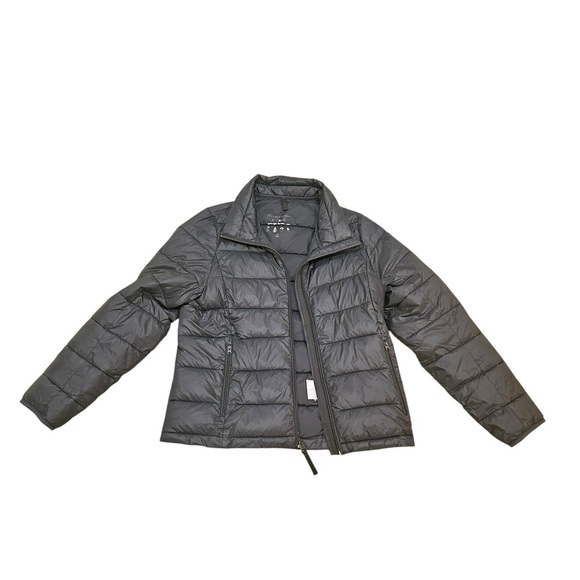 Abercrombie & Fitch black zip up  Puffer Jacket with retractable hood size xs - Picture 2 of 10